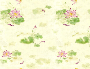 清新荷花荷叶水鸟图案