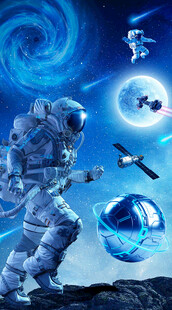 卡通 星空 宇航员背景