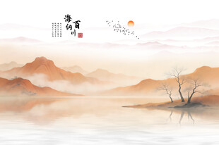 水墨山水背景墙
