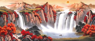 壮丽山水瀑布景观图