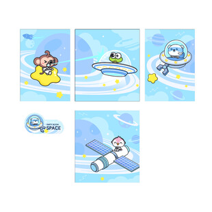 卡通飞行主题图案设计