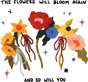 手绘花卉图案与励志话语