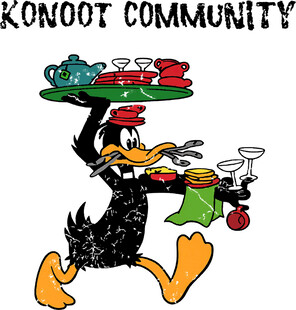 卡通鸭子服务员上菜场景