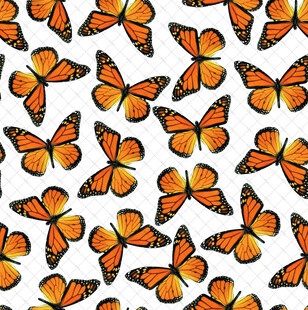 橙色蝴蝶无缝图案背景