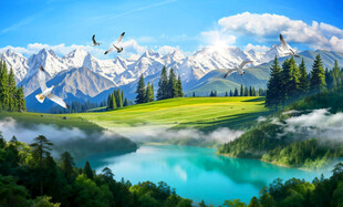 雪山湖泊