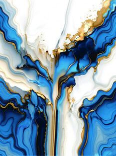 蓝白金流体艺术抽象图案