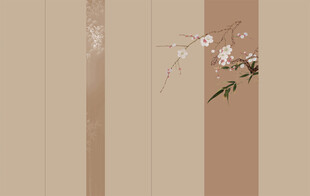 宋式美学意境竹子拼色花鸟背景墙