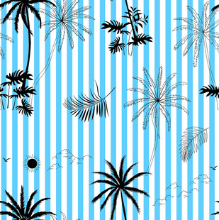 蓝底热带植物图案设计