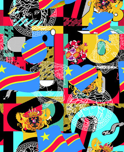 多彩拼贴风动物图案设计