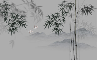 水墨竹子山水画