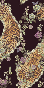 豹纹花卉图案布料纹理