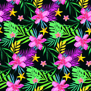 热带花卉植物图案背景