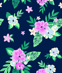 深蓝色底花卉图案设计