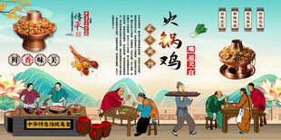 火锅鸡背景墙