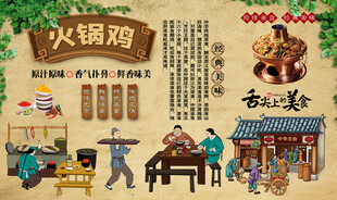 火锅鸡背景墙