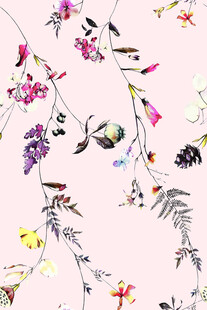 花卉飞鸟图案的唯美背景