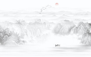 新中式水墨山水画