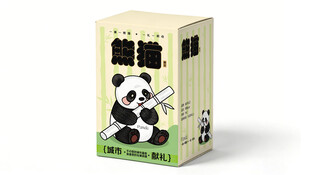 木刻风熊猫盲盒包装城市伴手礼