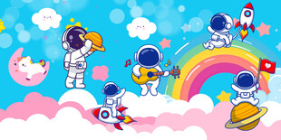 卡通宇航员背景墙