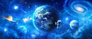 太空星球宇航员银河黑洞星空背景