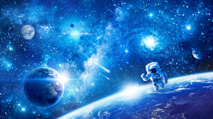 蓝色星空宇航员银河太空星球背景