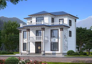 中式风格三层独栋别墅设计效果图