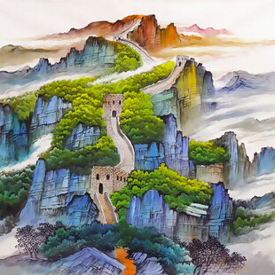 国画长城山水