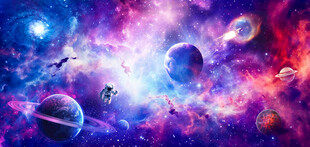 太空星球宇航员火箭宇宙星空背景