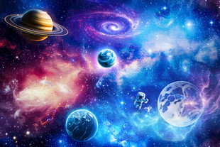 宇宙星球太空宇航员漩涡星空背景