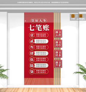 竖版算好人生七笔账廉政文化墙