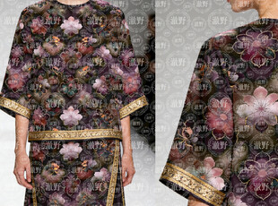 香云纱 效果花 数码印花