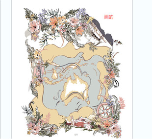 复古花卉手绘花