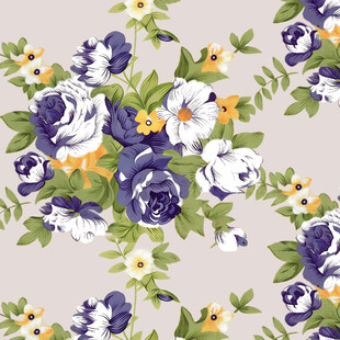 蓝白花卉图案设计