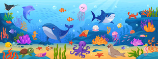 海洋主题儿童海底动物水族馆背景