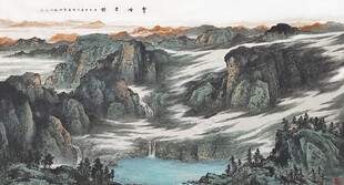 国画水墨山水间的壮丽自然景