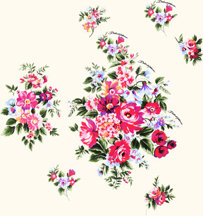 多彩花卉图案装饰元素
