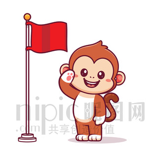 可爱卡通敬礼的猴子