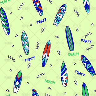 多彩冲浪板图案背景