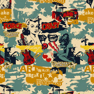 复古波普风图案印花设计