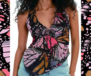 蝴蝶印花时尚女士上衣