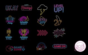 网红电玩城多彩炫酷霓虹灯