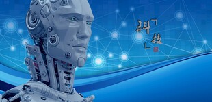 科技感机器人头部特写