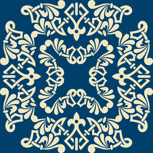 蓝色背景精美花纹图案