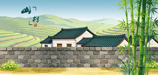 中式乡村庭院风景图