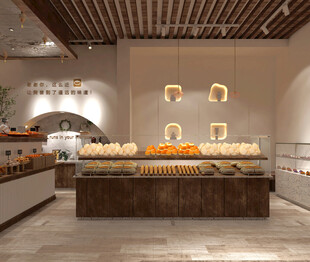 精致面包店内部陈列展示直播背景