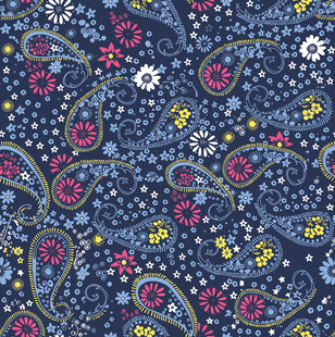 深蓝色佩斯利花纹图案