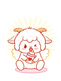 可爱小羊吃棒棒糖