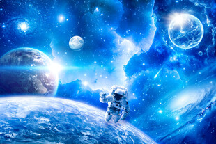 太空宇航员宇宙星空漩涡黑洞背景