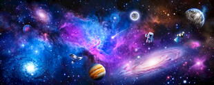 太空火箭宇宙漩涡星球宇航员背景