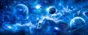 蓝色宇宙星球太空宇航员星空背景